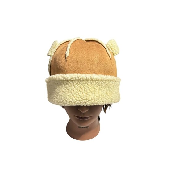 Vintage Tan & Cream Shearling Teddy Bear Ear Winter Hat (NWOT) - Picture 1 of 7